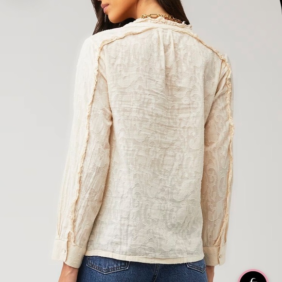 Cleobella Freya Button Down Embroidered Blouse Cream Small Womens - Picture 2 of 15